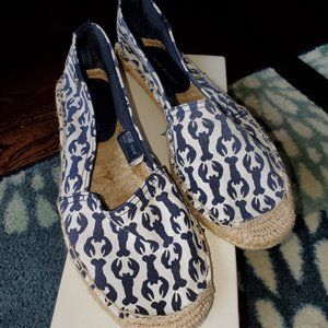 Brand New in Box! Etienne Aigner Lobster Print Espadrille Slides, Size 6.5